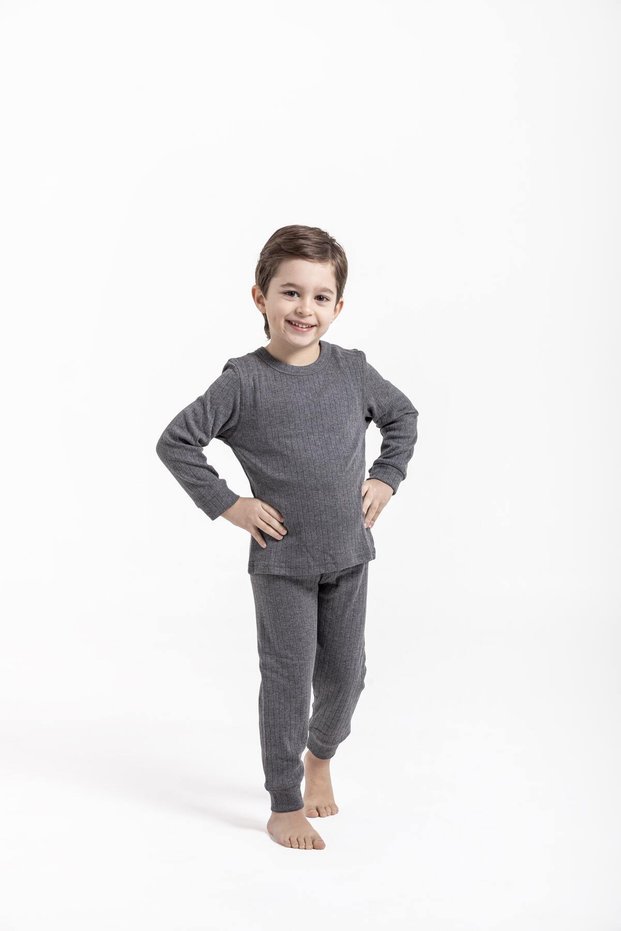 Flexible Cotton Thermal Children's Underwear Set Bottom and Top Set Moisture Absorbent