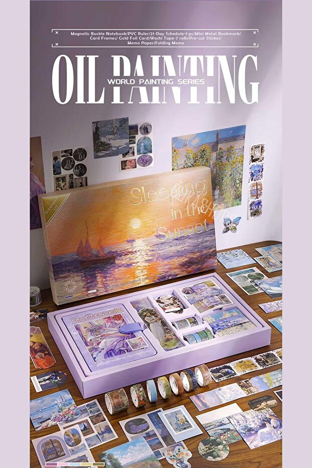 Oil Painting Series 149 Piece Premium Art Set - Magnetic Notebook with Gift Box, 7 Washi Tapes,