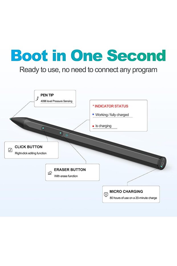 قلم ستايلس لجهاز مايكروسوفت سيرفس (أسود) - 4