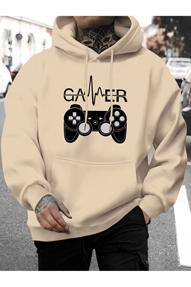 Men's Game Console Printed Hooded Sweatshirt