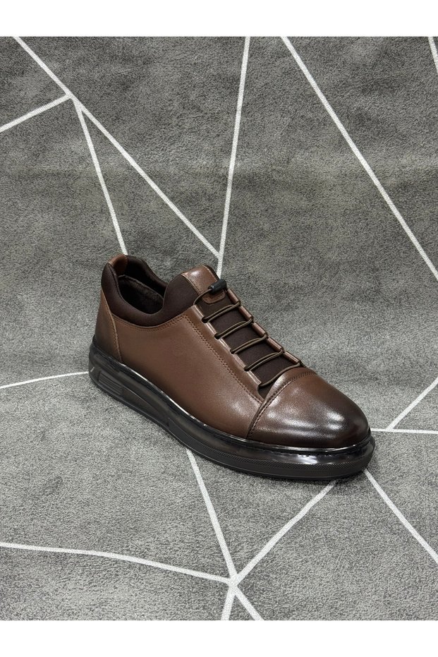 Brown Genuine Leather Imported Sole Rubber Lace-Up Shoes