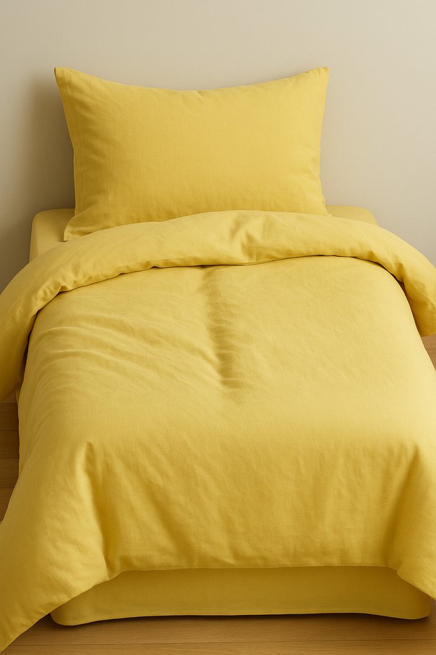 100% Cotton Yellow Akfil Fabric Single Duvet Cover Set