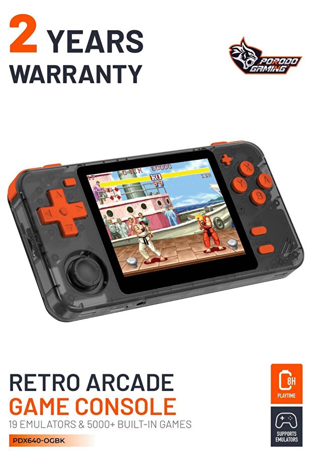 Gaming Retro Arcade Handheld Console PDX 640-OGBK - 3.5" Display, 5000+ Games, Quad-Core - Bl