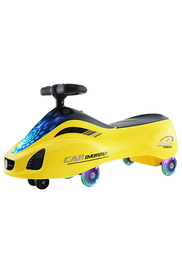 - Kids Swing Car Ride On Toy With Light - Yellow