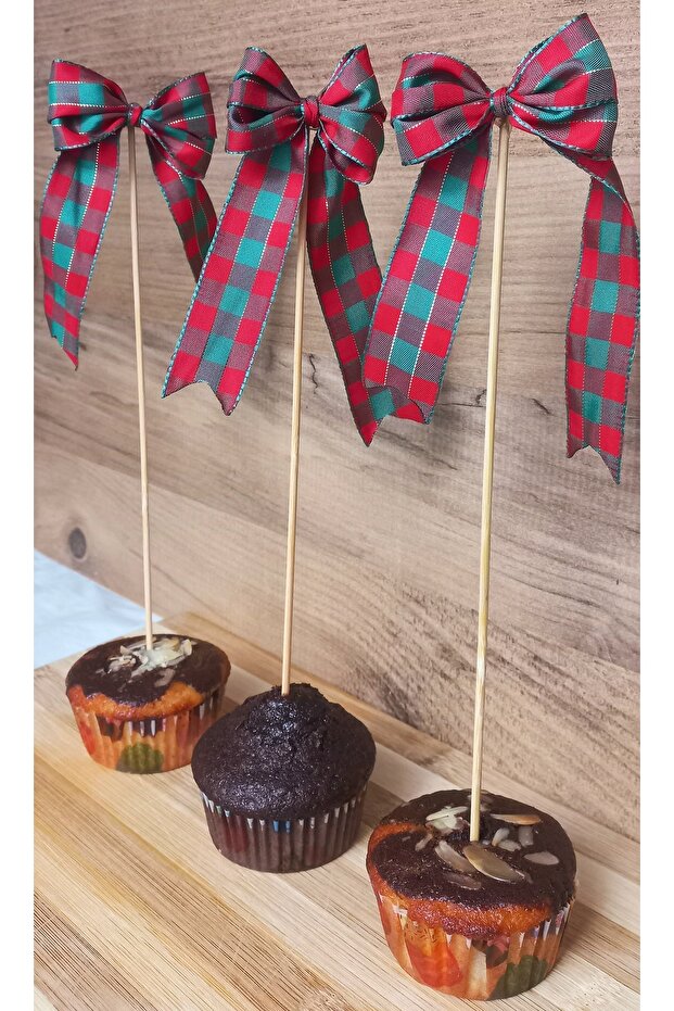 Christmas Decorative Bow Ribbon Party Toothpick Ornament