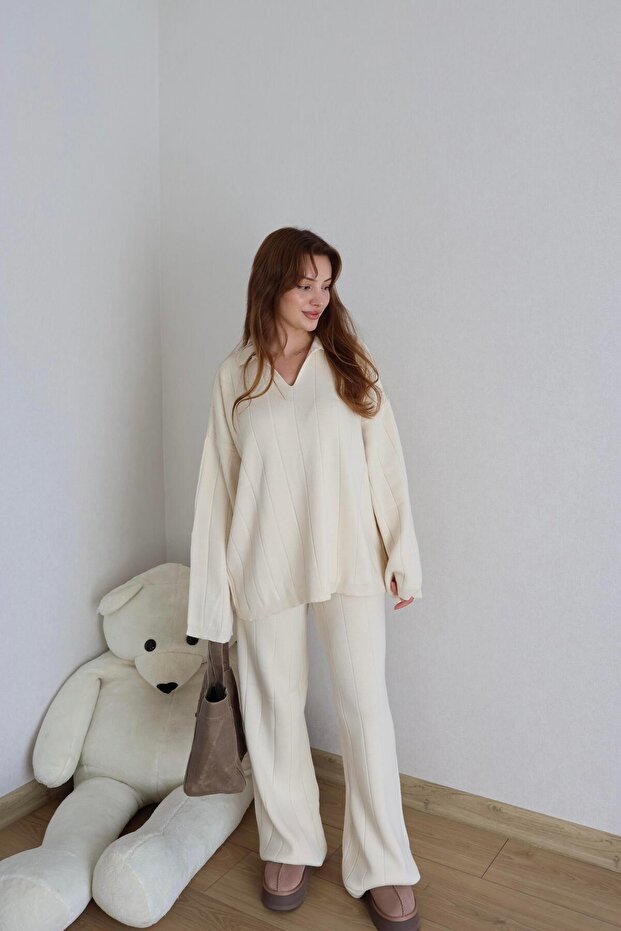 Ekru Triko Altlı-Üstlü Takım - 4