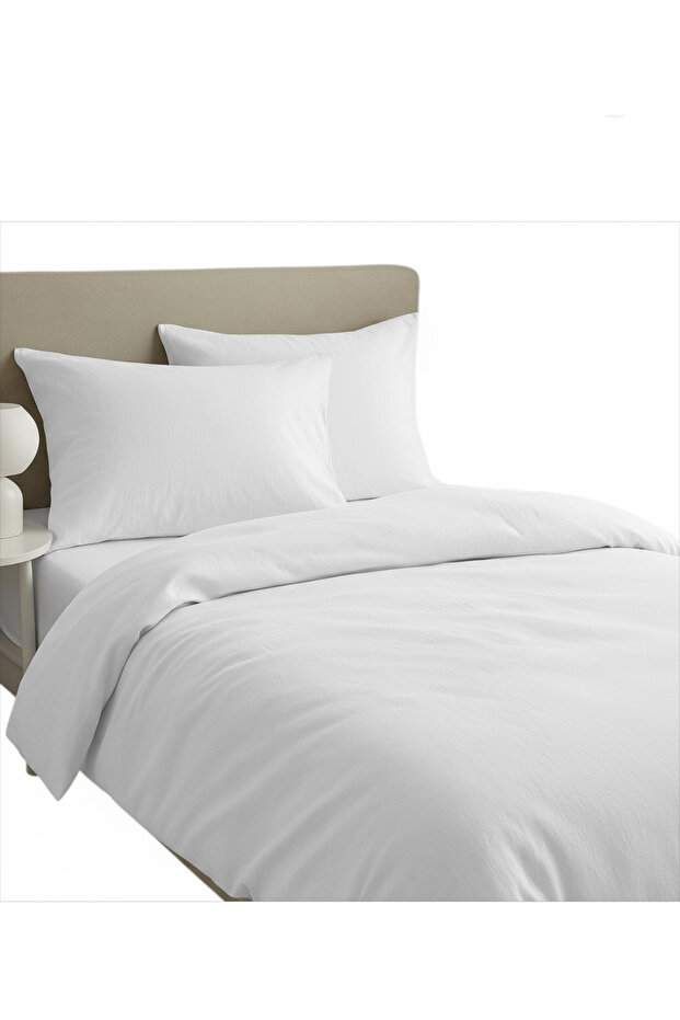 100% Cotton White Akfil Fabric Double Size Duvet Cover Set