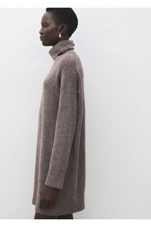 Balıkçı yaka triko elbise - 1