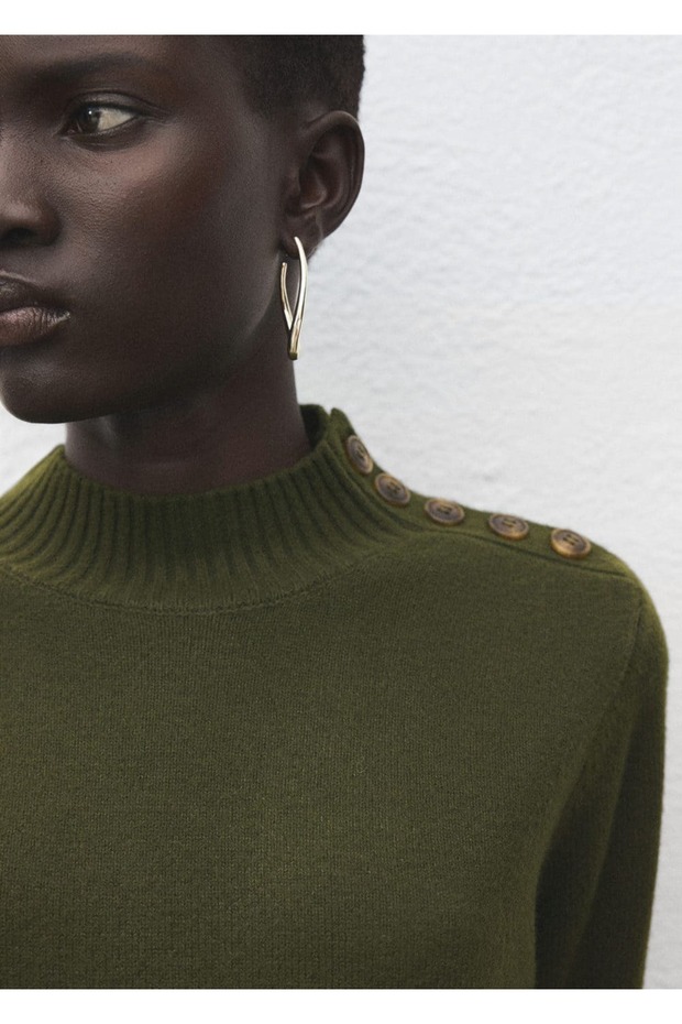 Düğmeli triko elbise - 7