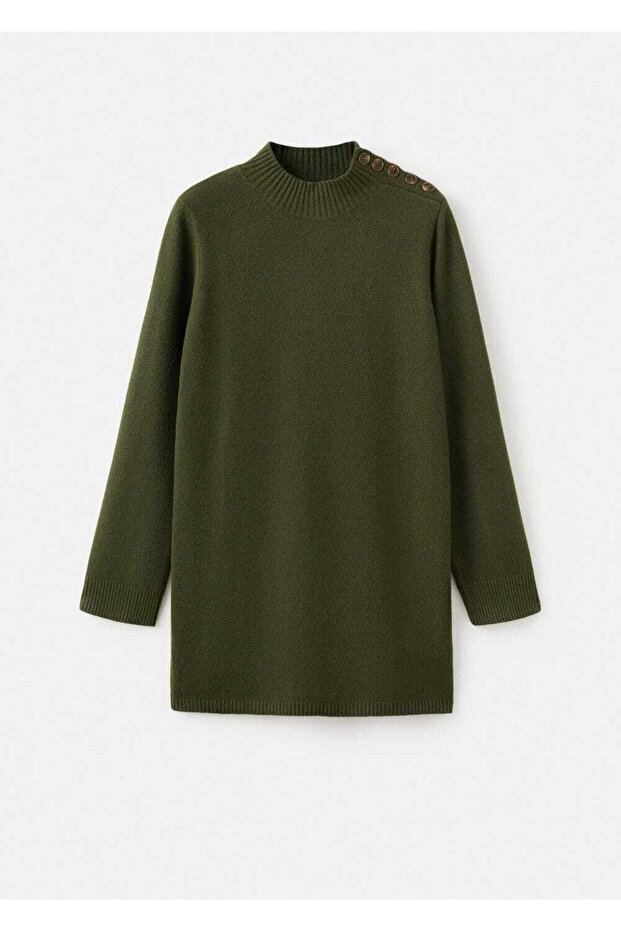 Düğmeli triko elbise - 3