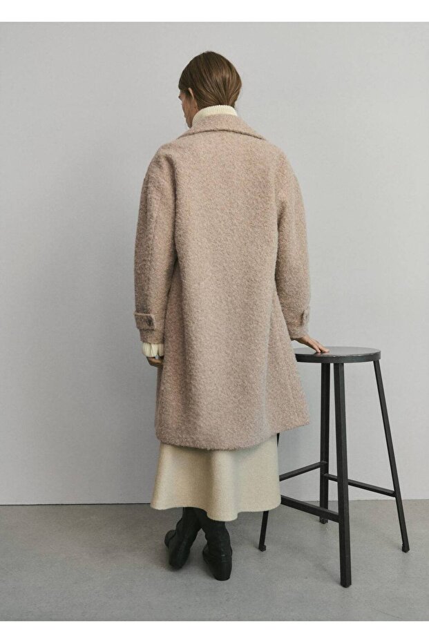 Yakalı buklet palto - 4