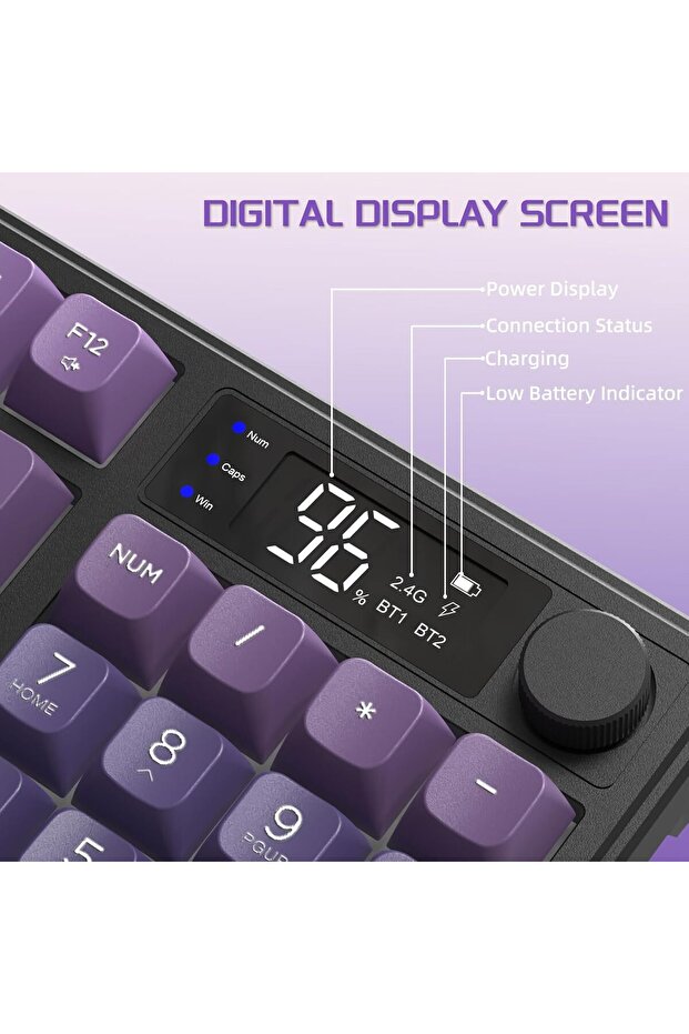 M96 Ofis Klavye Bluetooth/2.4g Kablosuz Oyuncu Klavye Işıklı Usb Type-c Kablolu Şarjlı - 5