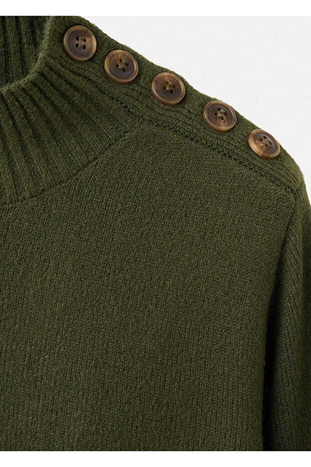 Düğmeli triko elbise - 5