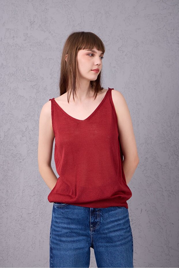 Kadın Merserize Regular Askılı Atlet Bluz - 1