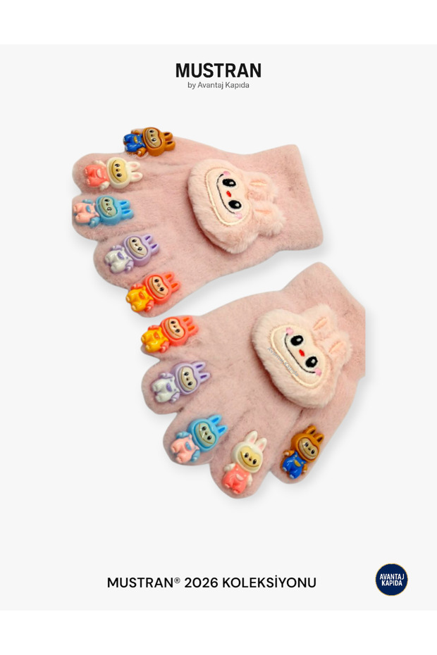 Plush Knit Gloves with Children's Character Figures | 4-12 Years Old Warm Winter Wear Made of Flexible Fabric