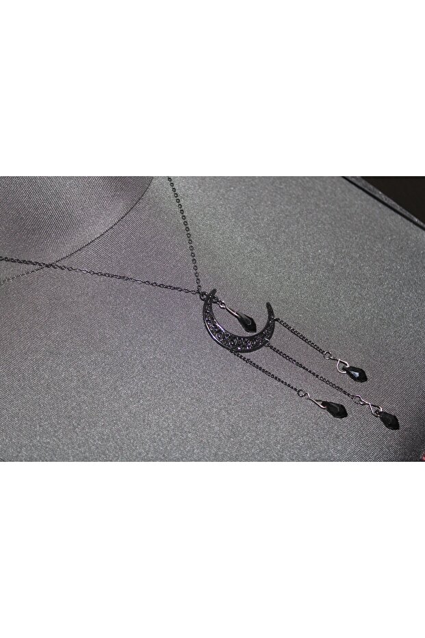 Gotik Ay Şekilli Shadow Crescent Kolye - 4