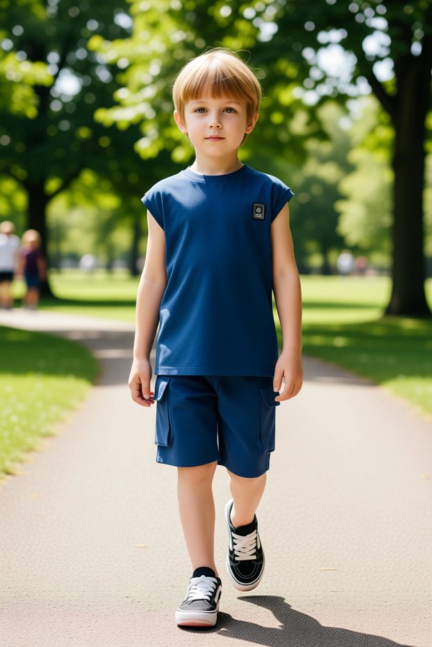 Boys' Cotton Tank Top and Cargo Shorts Set Comfortable Casual Wear Quality Stylish Comfortable