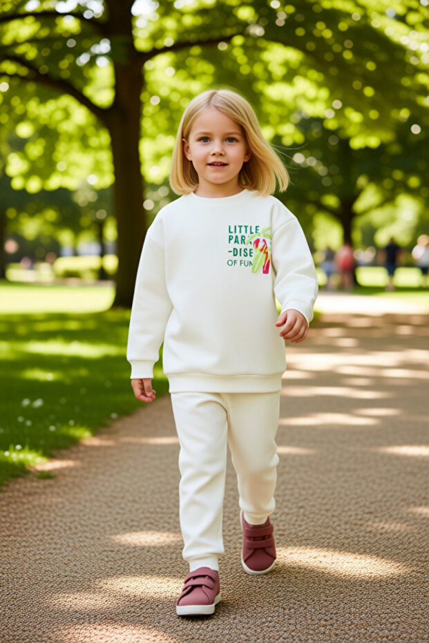 Girl's Cotton Knitted Tropical Printed Comfortable Casual Set Quality Stylish Comfortable