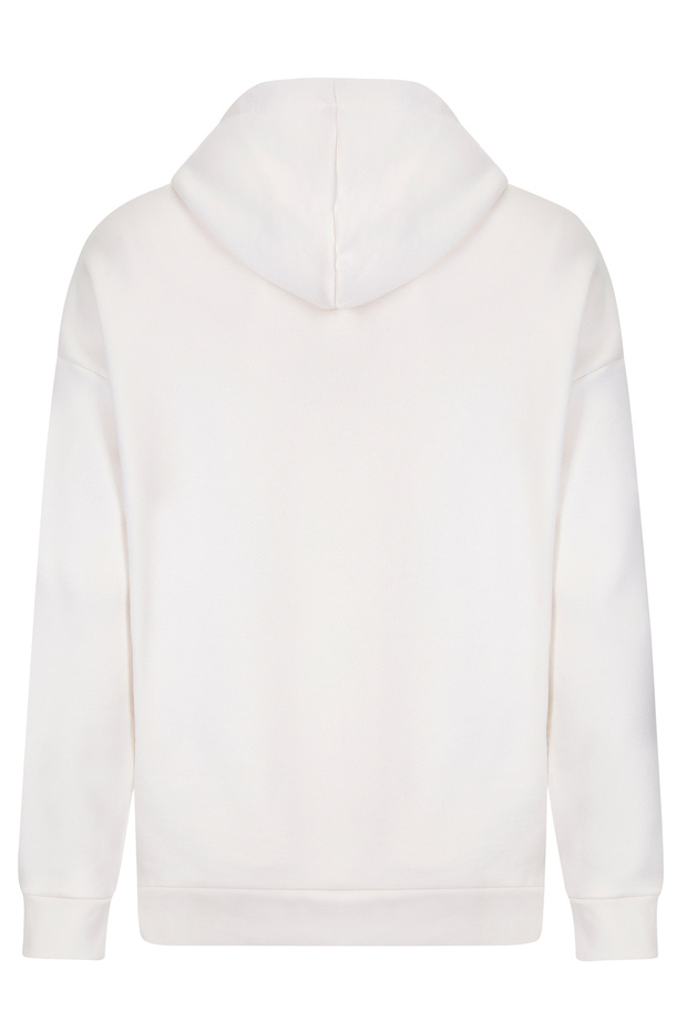 Ekru Basic Sweatshirt Hoodie - 3