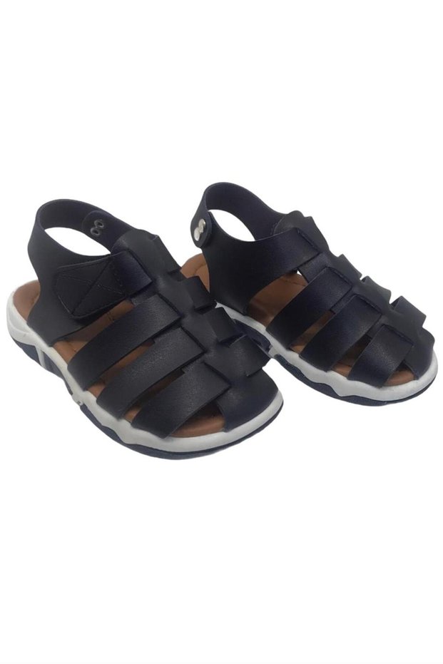 Mojo Unisex Faux Leather Orthopedic Sole Sandals Navy Blue
