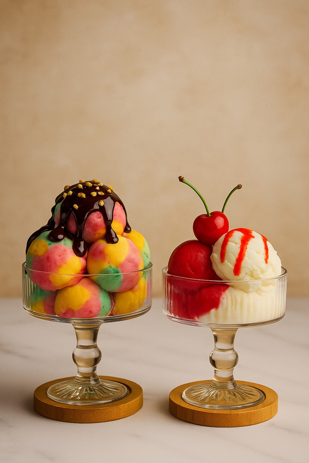 6-Piece Footed Glass Dessert Ice Cream Bowl | Stylish Presentation Holder | Magnolia Dessert and Ice Cream Serving Bowl