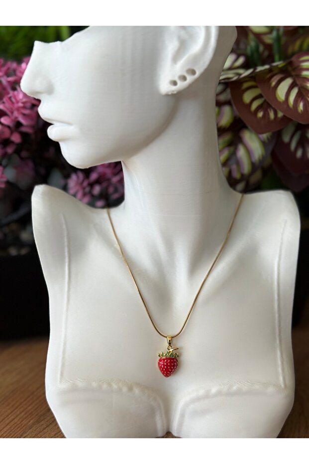 Çilek Tasarım Çelik Kolye - 1