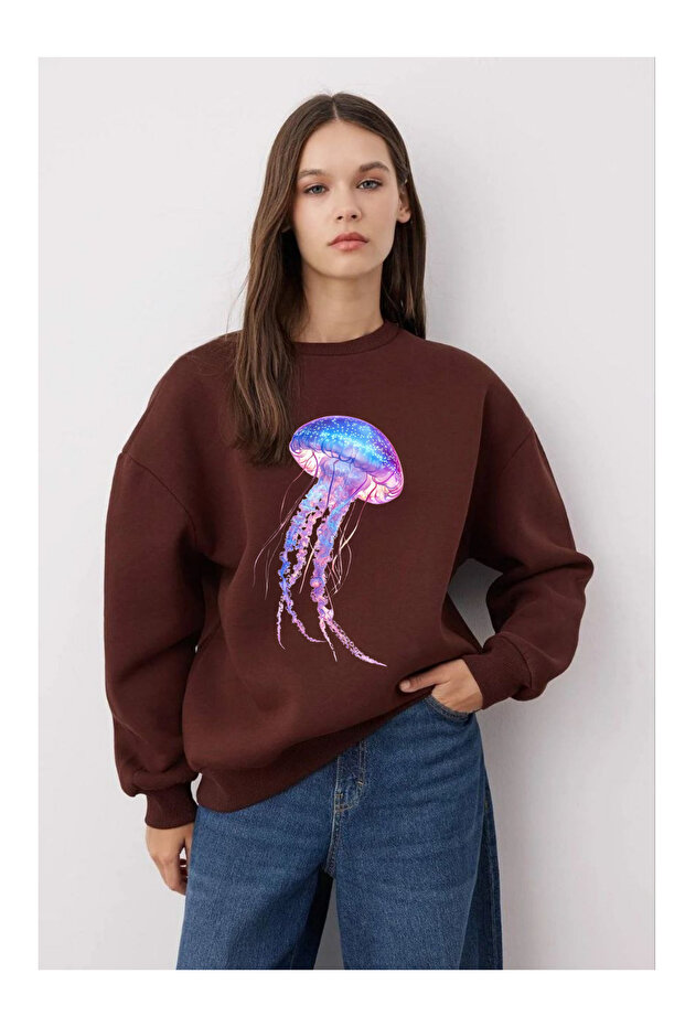 Denizanası Printed 3 Thread Crew Neck Sweatshirt