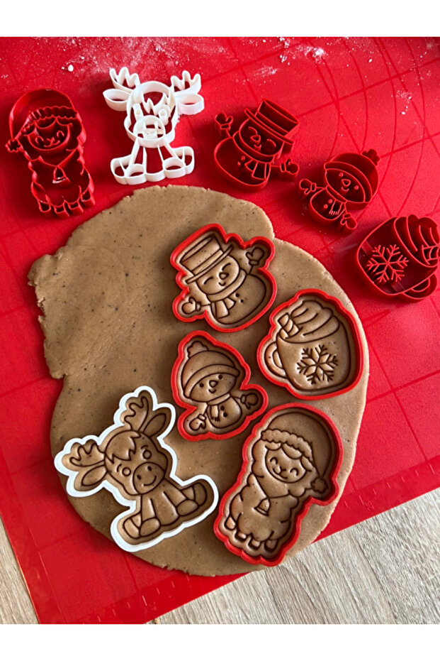 Christmas Themed Cookie Mold Set with 8 Deer and Character Figures