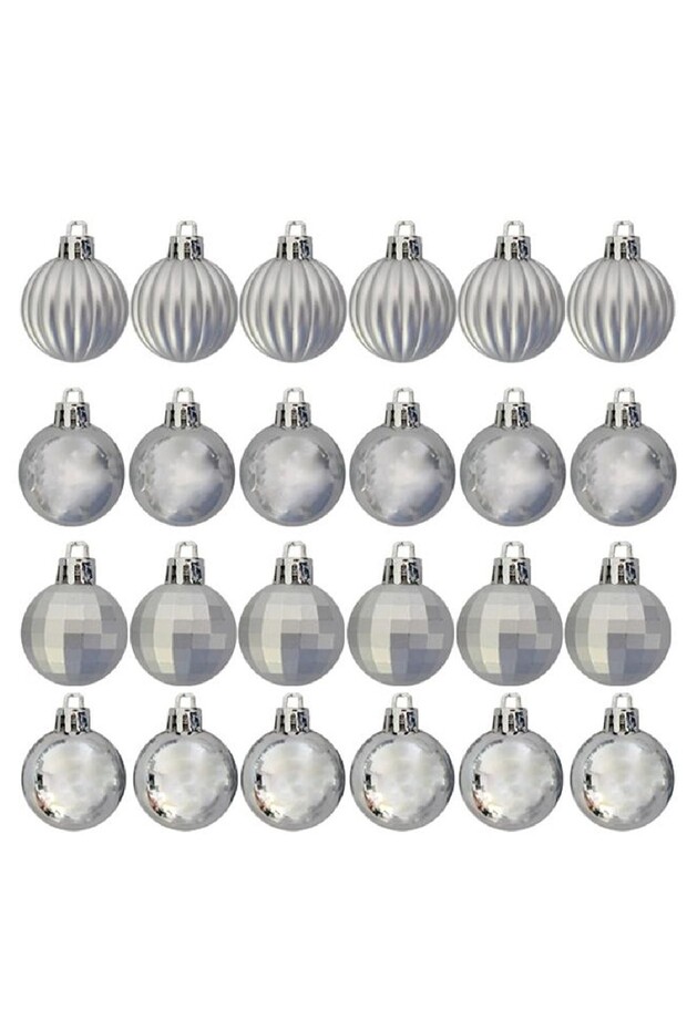 4cm Luxury Tree Ornaments Assortment 4 Models 24 Pieces -Bronze Red Silver- Christmas Tree Ornament Balls