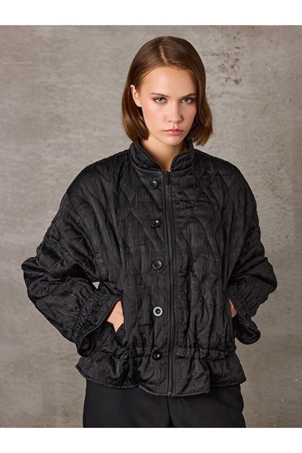 - SİM DETAYLI KAPİTONE KISA CEKET - 1