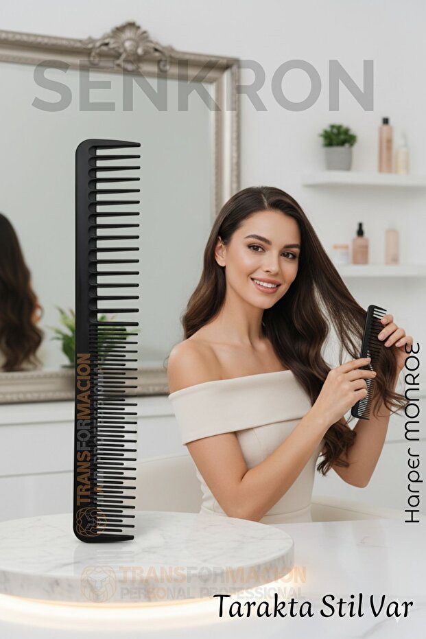 Carbon Plastic Hair Cutting Comb – 17.2 Cm, Suitable for Hairdressers and Personal Use 722298