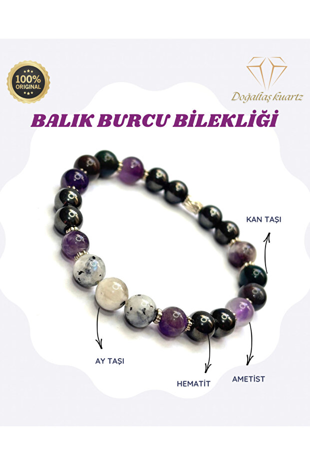 Pisces Natural Stone Bracelet. Certified Original Natural Stone