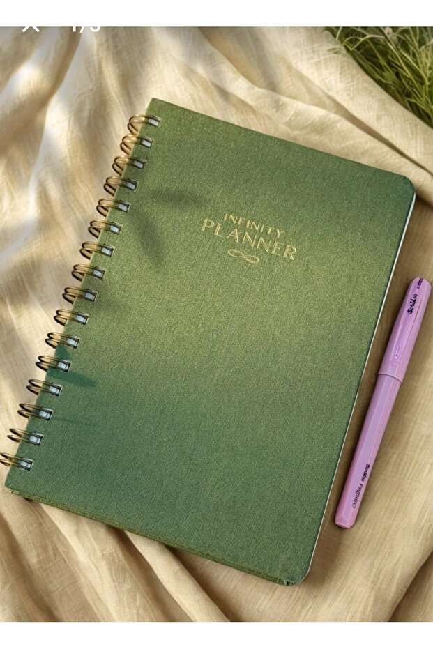 A5 Spiral Linen Undated Planner Agenda Green Color Infinity Planner Fountain Pen Compatible