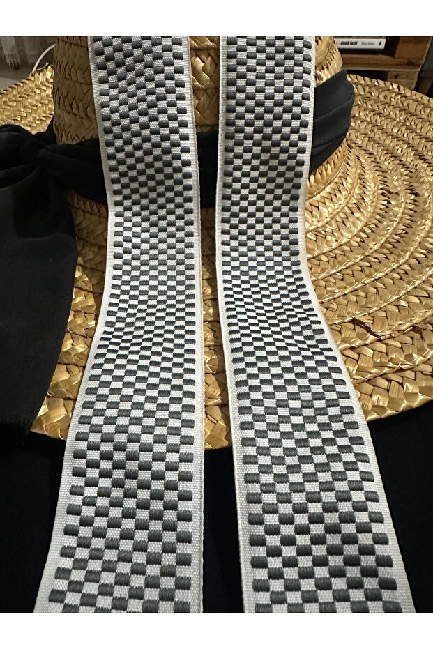 Black and White Square Woven Ribbon