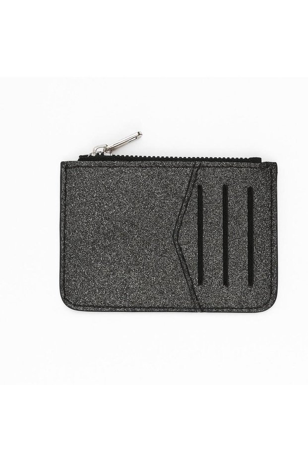 Shiny Glittery Zipper Closure Wallet Section Stylish Women's Card Holder