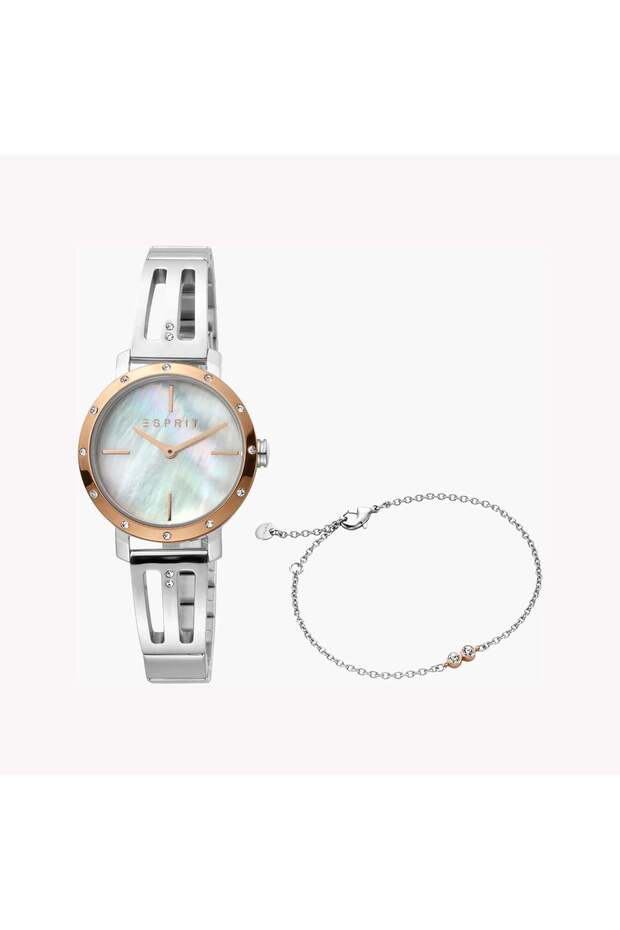 Women's Silver Stainless Steel Watch, White Dial | Es1l208m0025