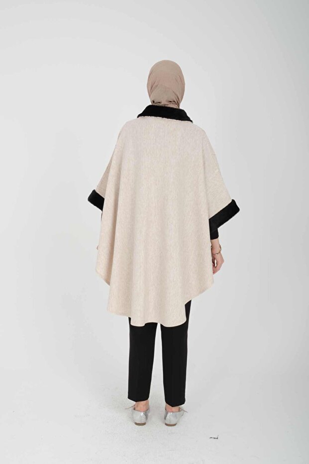 Kadın Çelik Örme Nakışlı Standart Beden Panço - 6