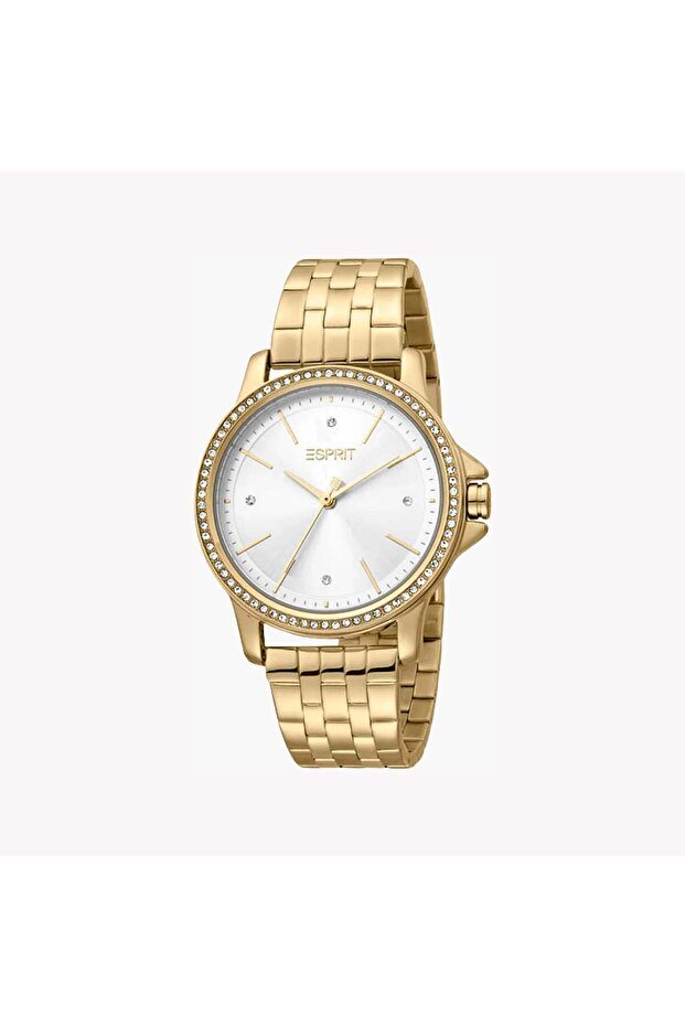Women's Gold Stainless Steel Watch, Silver Dial | Es1l103m0025