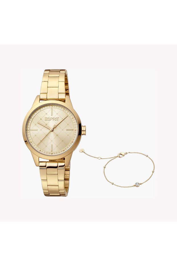 Women's Gold Stainless Steel Watch, Champagne Dial | Es1l063m0045