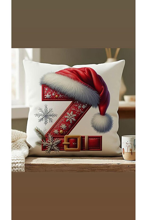 New Year Red Beret Belted Letter Throw Pillow Cover