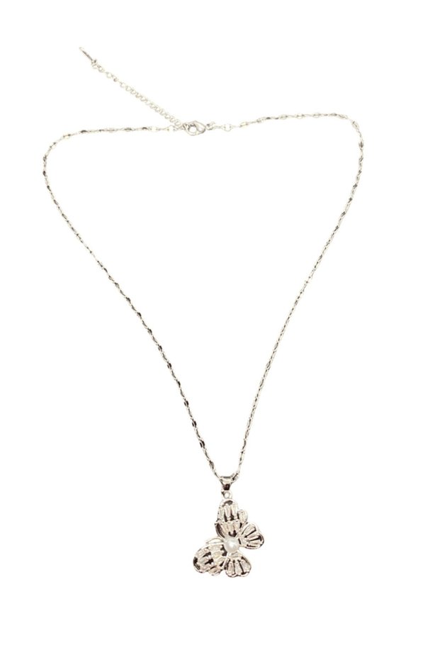 Silver Color Shiny and Stylish Stone 316L Steel Vip Butterfly Model Women's Necklace - Eye-Catching Chic Design