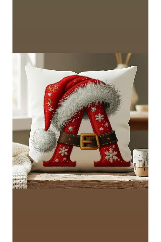 New Year Red Beret Belted Letter-A-Pillow-Cover