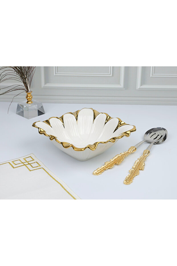 Royking Flora Gold Square Salad Bowl 21*21*8 cm Sln 018