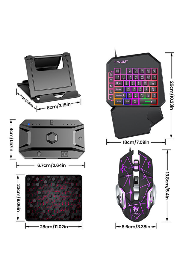 5’li Oyun Seti Tek El Klavye + Mouse + Dönüştürücü + Stand + Mouse Pad - 4