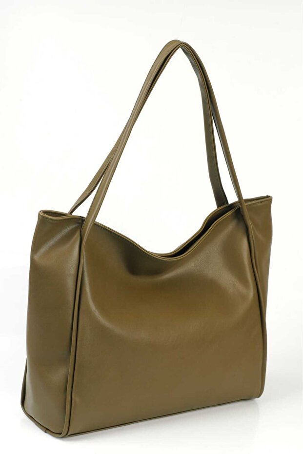 Haki̇yeşi̇li̇ Large Size Soft Leather Women's Bag