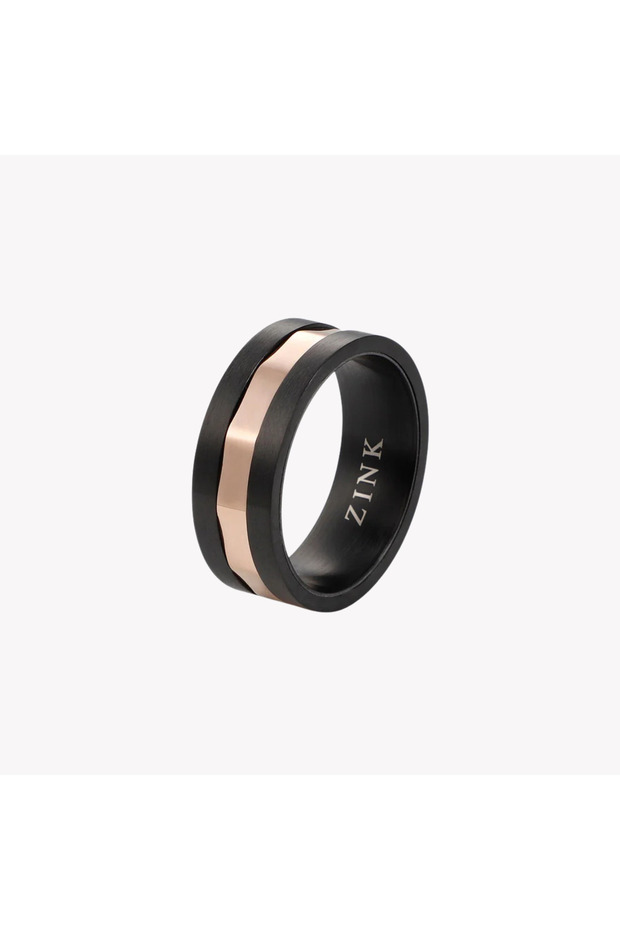 Men's Stainless Steel Black & Rose Gold Ring | ZJRG037RG