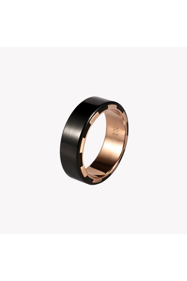 Men's Black & Rose Gold Stainless Steel Ring | Zjrg004sprg