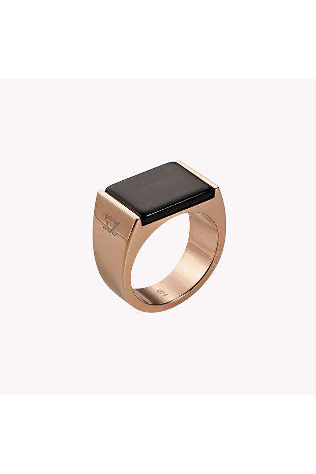 Men's Rose Gold & Black Stainless Steel Ring