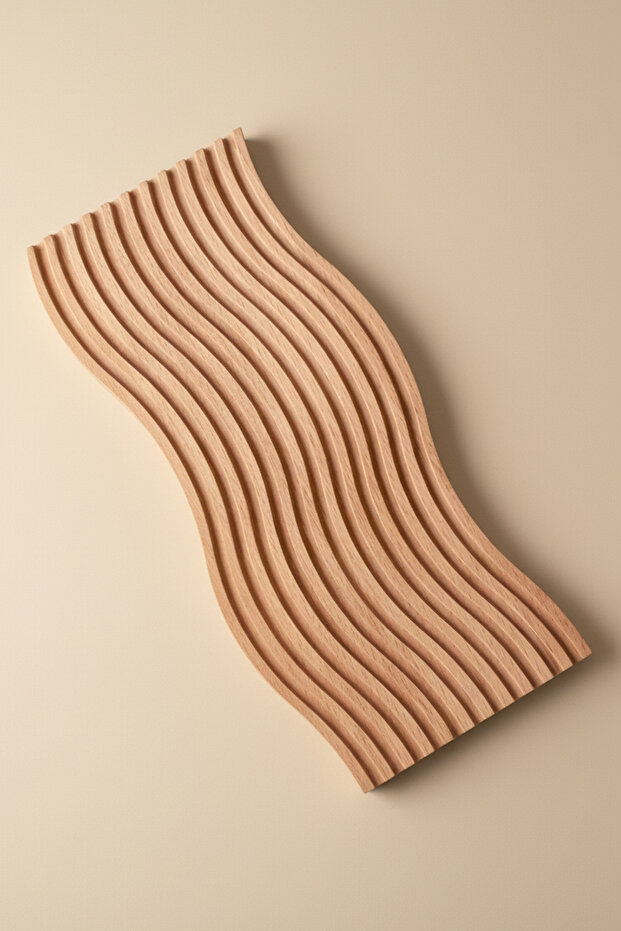 Wavy Natural Wood Presentation Board | Service & Decorative Wooden Presentation Stand 38X16.5 cm