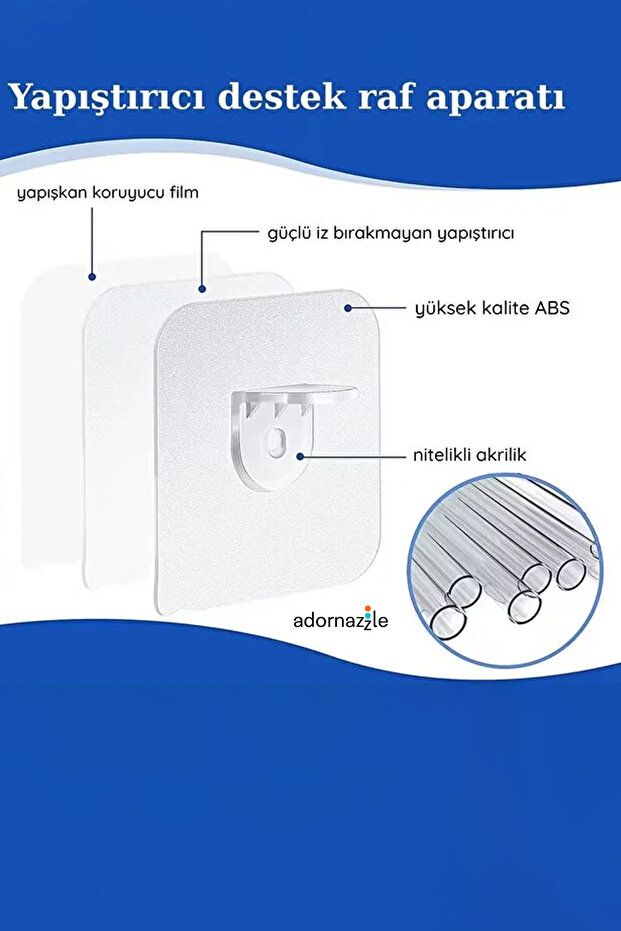 Şeffaf Yapışkanlı Raf Tutucu Aparat, Raf Sabitleme, Raf Tutucu 1 Adet - 4